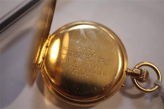 An early 20th century 18ct gold half hunter fob watch,